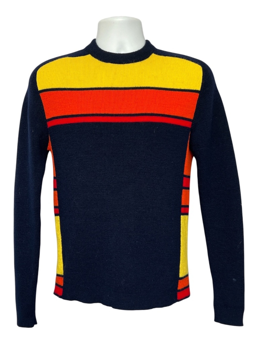 vintage Ski Sweater White Stag Colour Block 70s Actionsports Hong Kong Size M